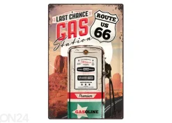 Retro metallitaulu Route 66 Last chance gas station 40x60 cm