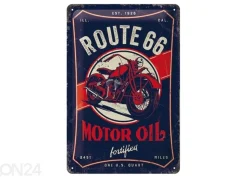 Retro metallitaulu Route 66 Motor Oil 20x30 cm