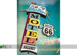 Retro metallitaulu The 66 Blue Star Motel 30x40 cm