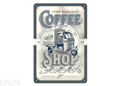 Retro metallitaulu The Mobile Coffee Shop 20x30 cm