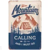 Retro metallitaulu The Mountains Are Calling 20x30 cm
