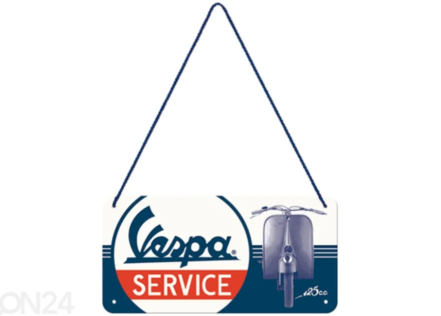 Retro metallitaulu Vespa Service 10x20 cm