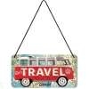Retro metallitaulu VW Bulli - Let´s Travel The World 10x20 cm