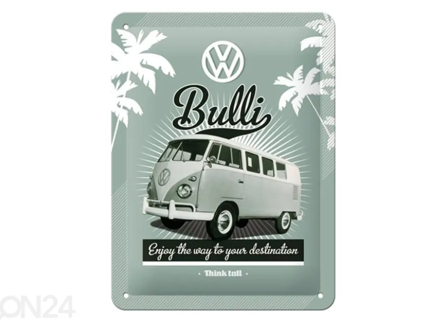 Retro metallitaulu VW Bulli 15x20 cm