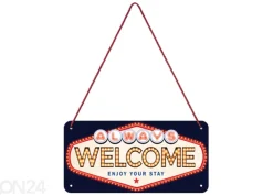Retro metallitaulu Welcome 10x20 cm