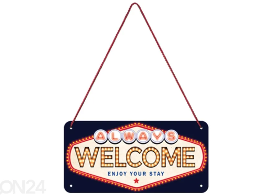Retro metallitaulu Welcome 10x20 cm