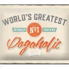 Retro metallitaulu World's Greatest Dogaholic 15x20 cm