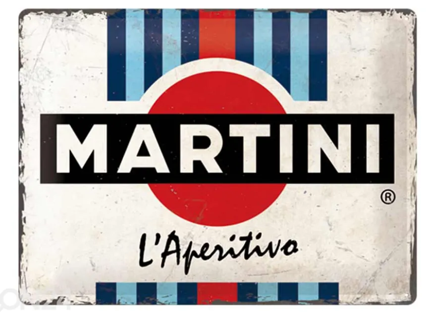 Retrotyylinen metallitaulu Martini - L´Aperitivo Racing Stripes 30x40 cm