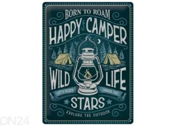 Retrotyylinen metallitaulu Happy Camper 30x40 cm