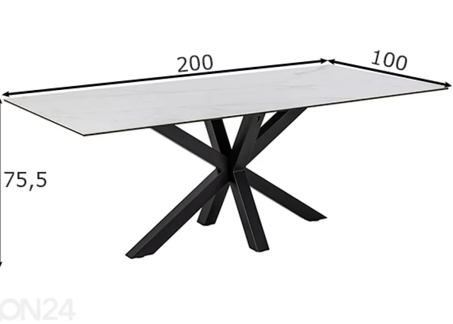 Ruokapöytä Beira 100x200 cm