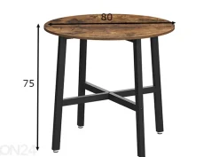 Ruokapöytä Todi Ø 80 cm, ruskea/musta