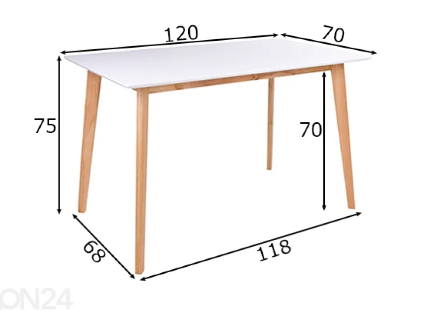 Ruokapöytä Vojens 120x70 cm