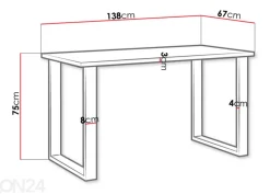 Ruokapöytä 67x138 cm