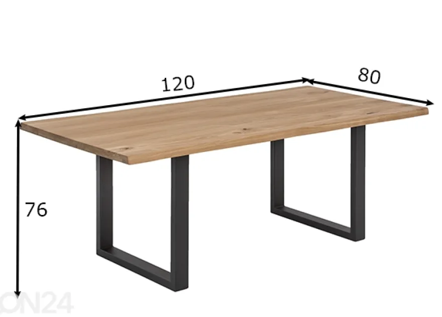 Ruokapöytä 80x120 cm, luonnonvärinen