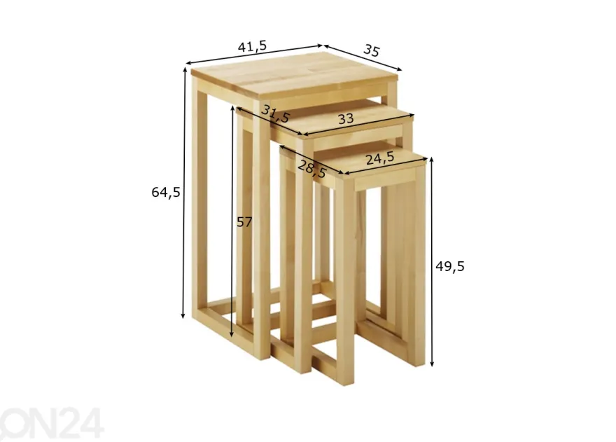 Sarjapöytä Hieno, 3 kpl