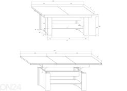 Säädettävä sohvapöytä Skib 125/170x68 cm
