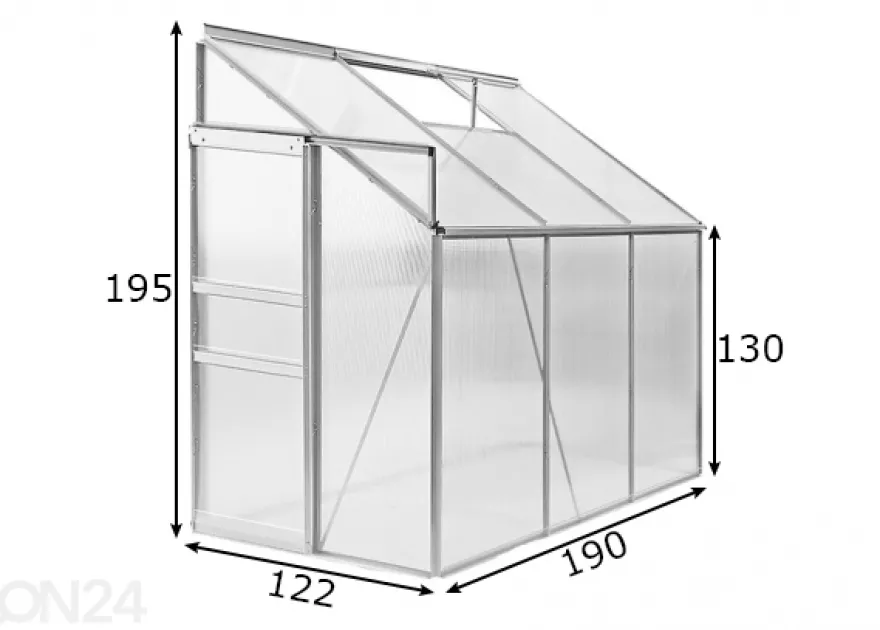 Seinäkasvihuone Polar 2,3 m²