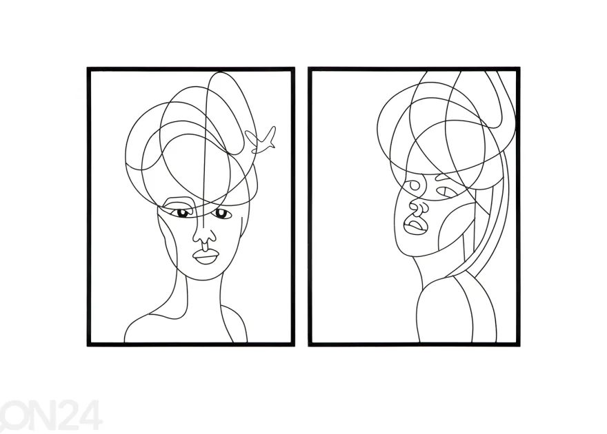 Seinäkoristeet Woman 2 kpl 60x80 cm