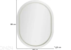 Seinäpeili LED 60x80 cm, hopea
