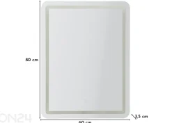Seinäpeili LED 60x80 cm, hopeanvärinen