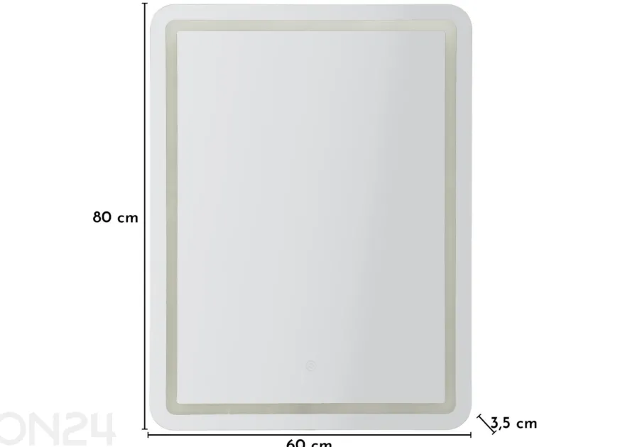 Seinäpeili LED 60x80 cm, hopeanvärinen