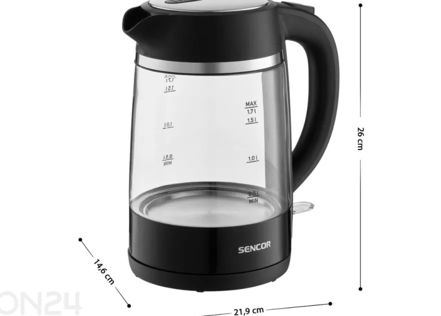 Sencor SWK2711BK -vedenkeitin lasirungolla