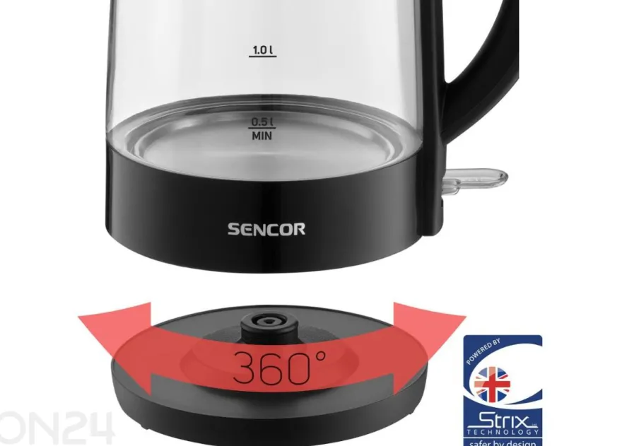 Sencor SWK2711BK -vedenkeitin lasirungolla