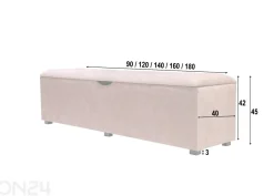 Sime Beds säilytystilallinen rahipenkki LINEA Nööp 90 cm