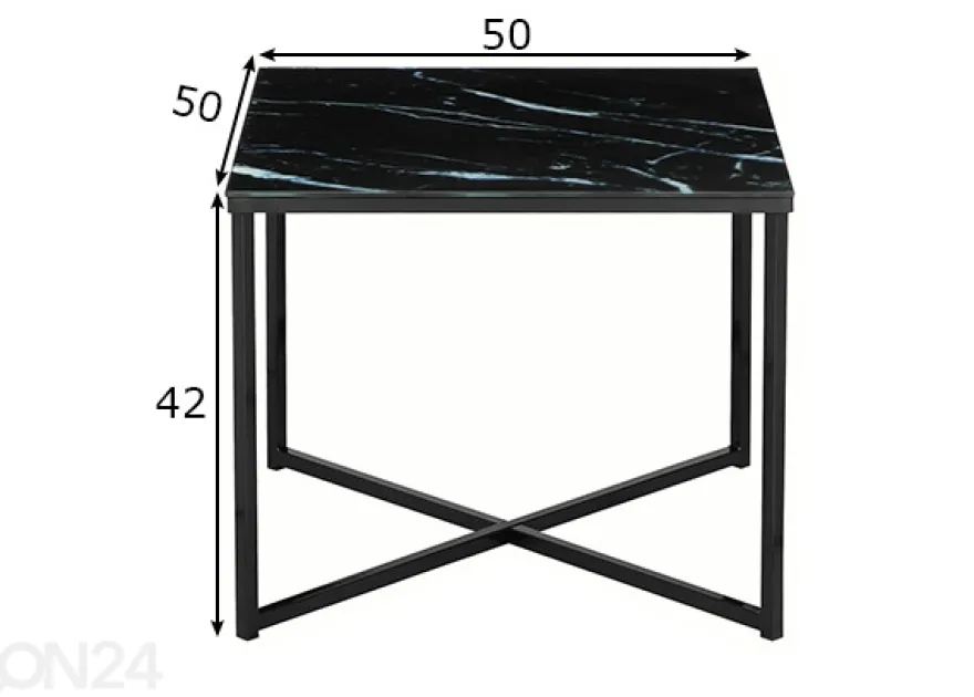 Sivupöytä 50 × 50 cm, musta