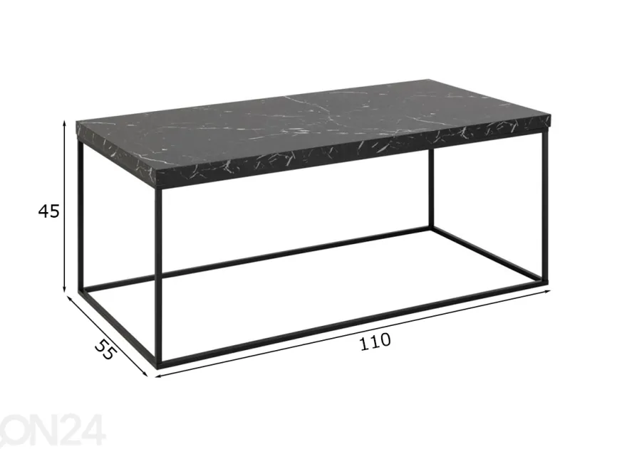 Sohvapöytä Brande 55x110 cm