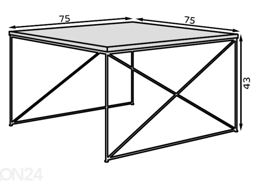 Sohvapöytä Carso 75x75 cm