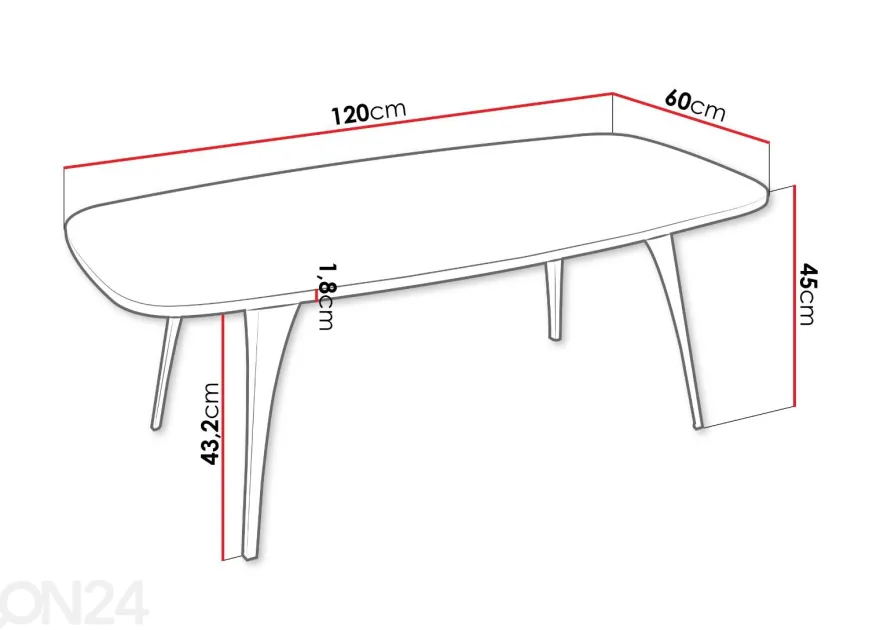 Sohvapöytä Fabina 120x60 cm