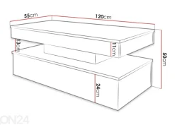 Sohvapöytä Glossa 120x55 cm + LED