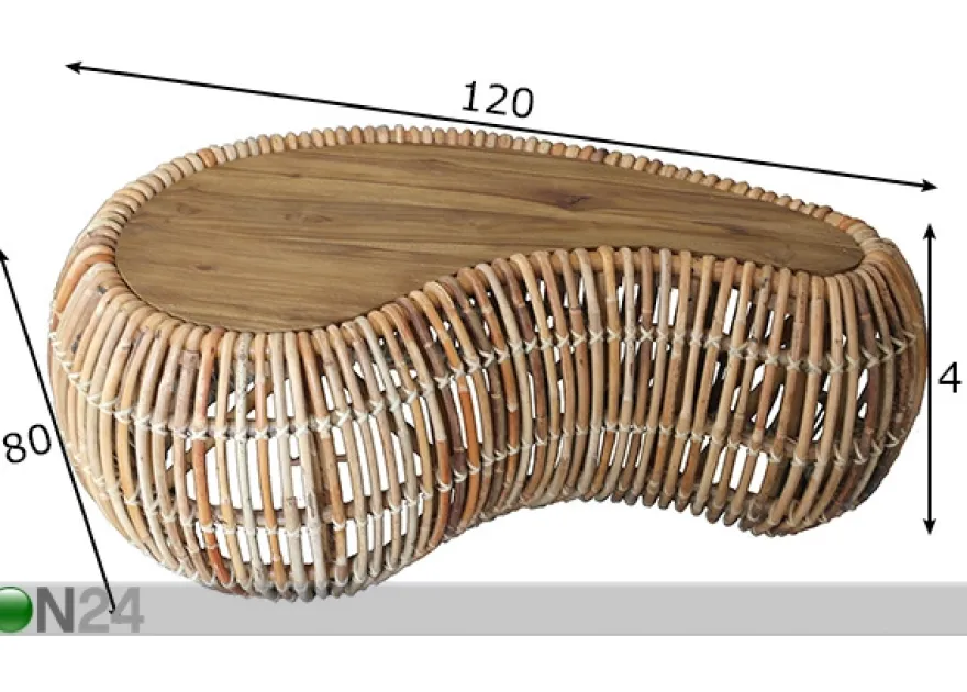 Sohvapöytä Rattan 120x80 cm