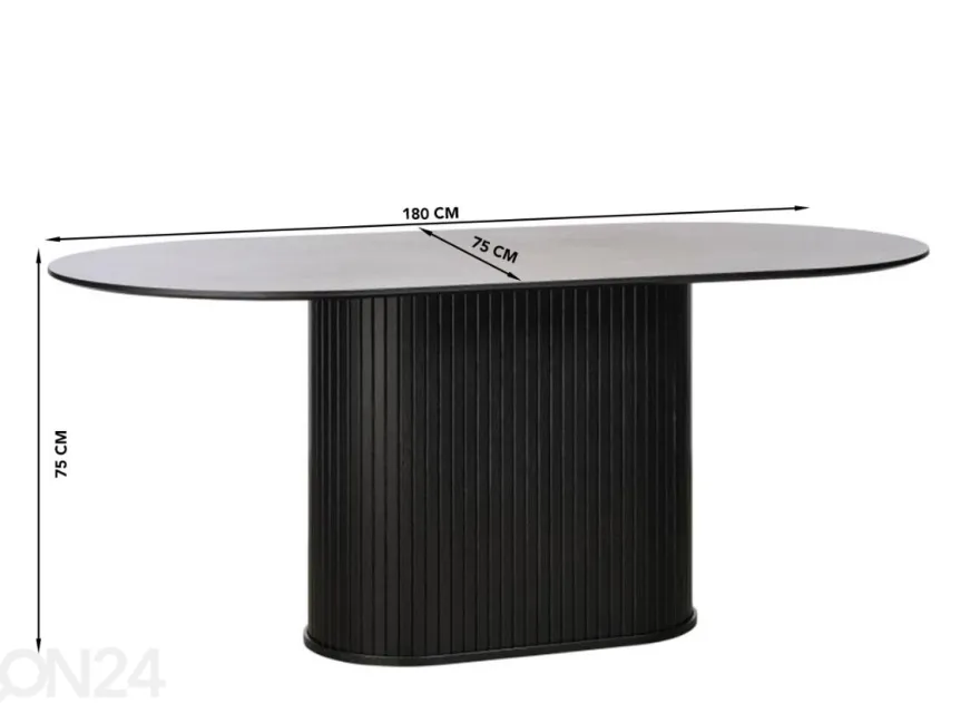 Soikea ruokapöytä (musta)
