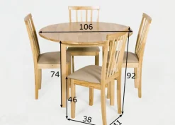Taittopöytä Monaco + 4 tuolia Milano, vaalea tammi
