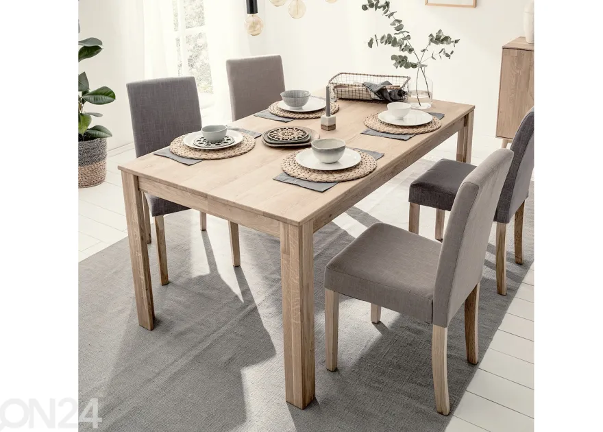 Tammi jatkettava ruokapöytä Liina 140-200x90 cm, valkoinen öljy