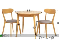 Tammi ruokapöytä Scan Ø85 cm+ 2 tuolia Irma harmaa