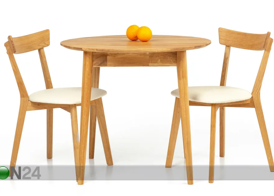 Tammi ruokapöytä Scan Ø85 cm+ 2 tuolia Viola beige