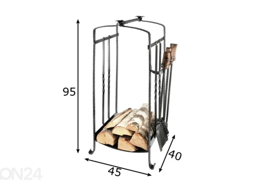 Taottu puukori+takkavälineet