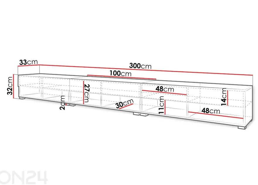 TV-taso Alma 300 cm + LED