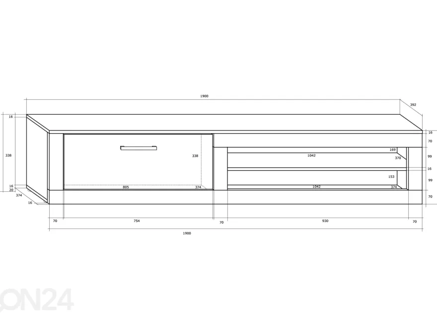 TV-taso Bally 190 cm