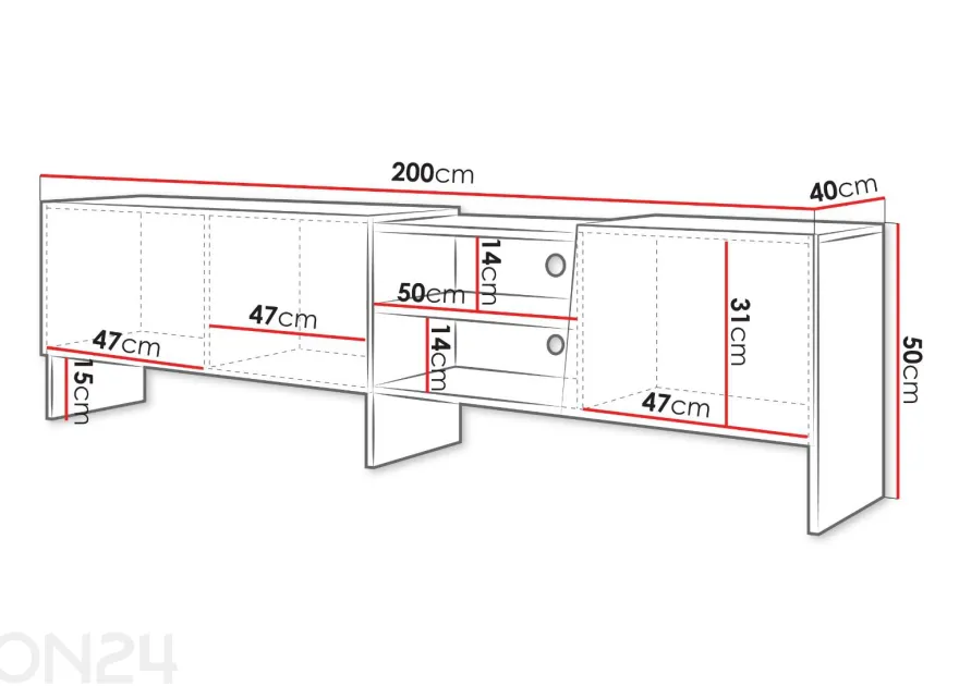 TV-taso Edego 200 cm