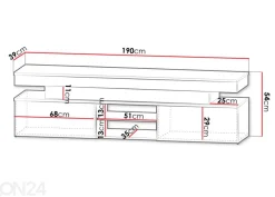 TV-taso Glossa 190 cm + LED