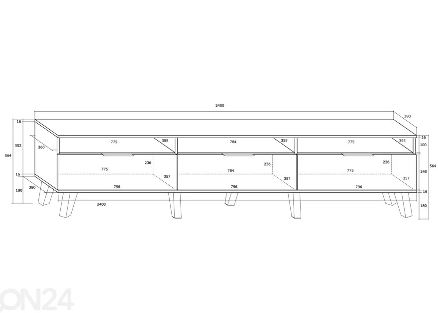 TV-taso Kilty 240 cm