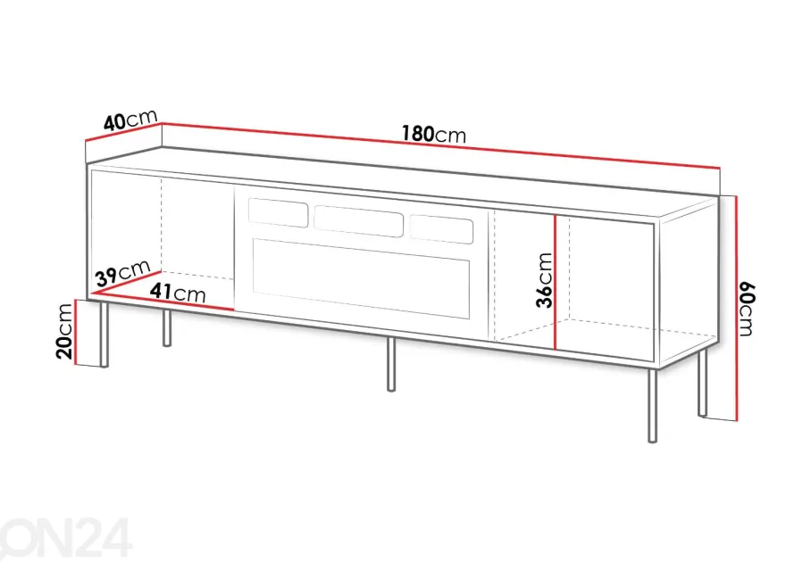 TV-taso Kim 180 cm + sähkötakka