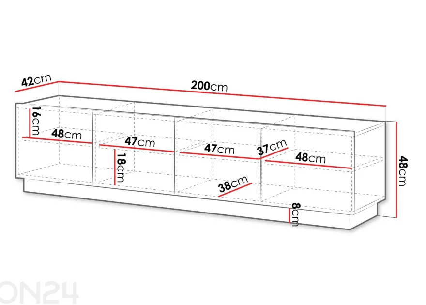 TV-taso Liverti 200 cm