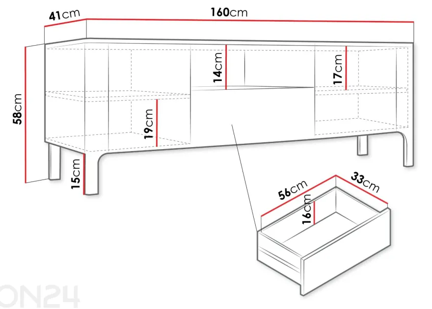 TV-taso Malumi 160 cm