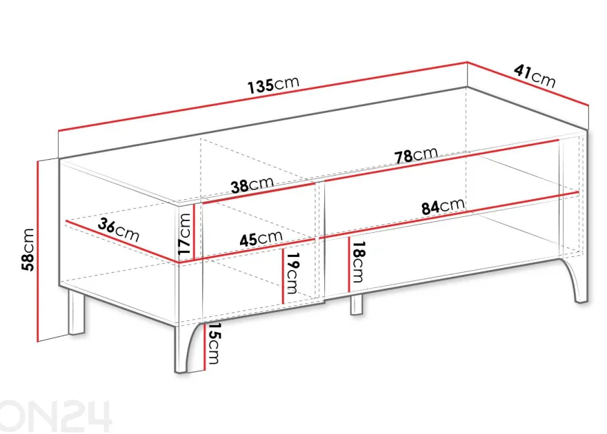 TV-taso Malumi II 135 cm