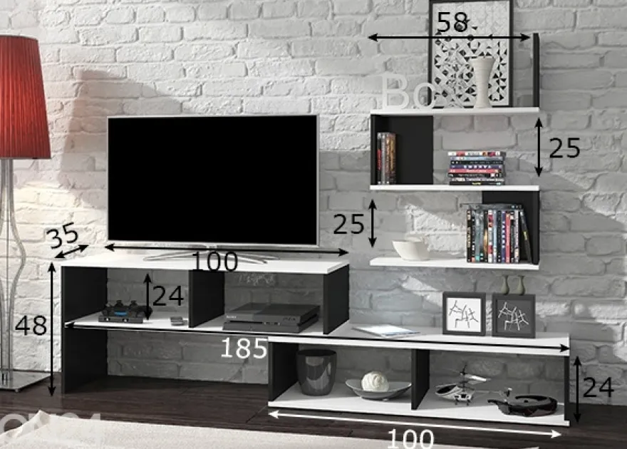 TV-taso + seinähylly 185 cm